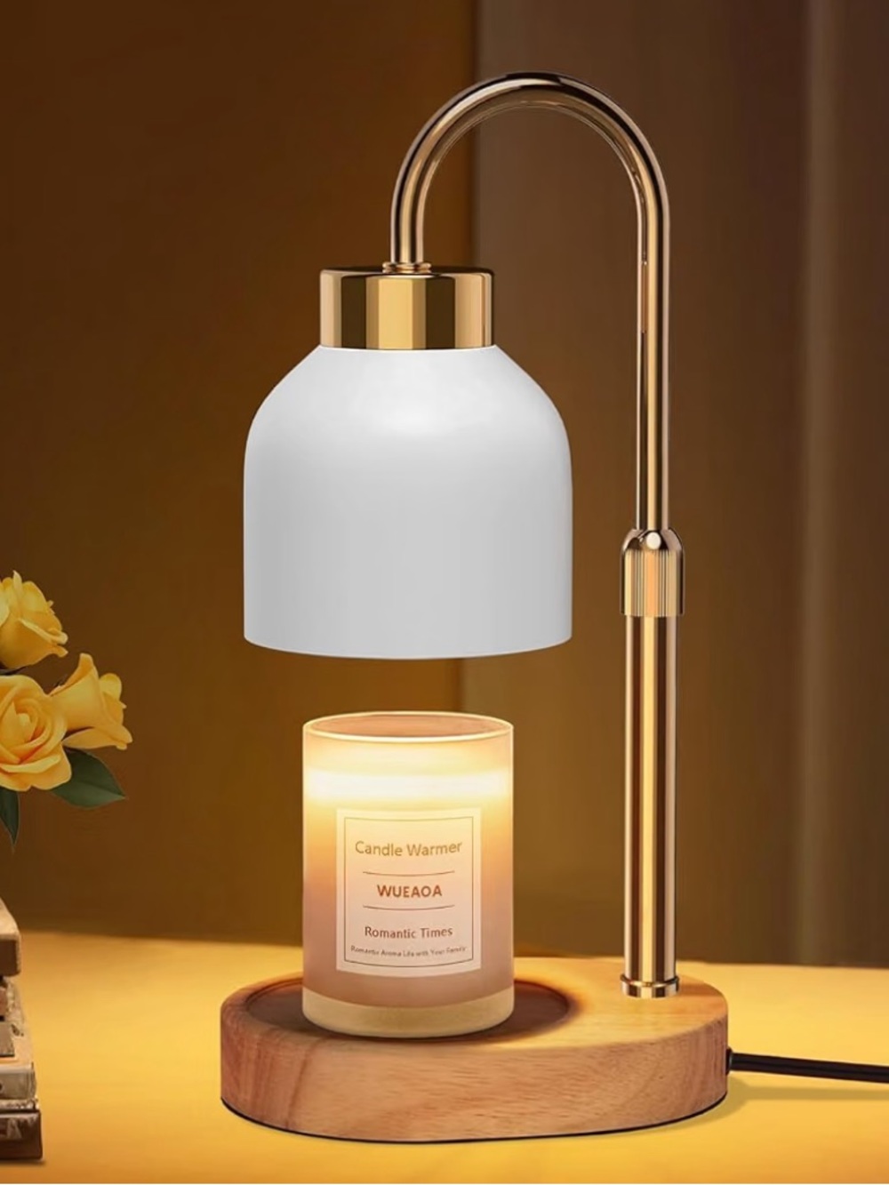 WUAOA White & Gold Candle Warmer Lamp by